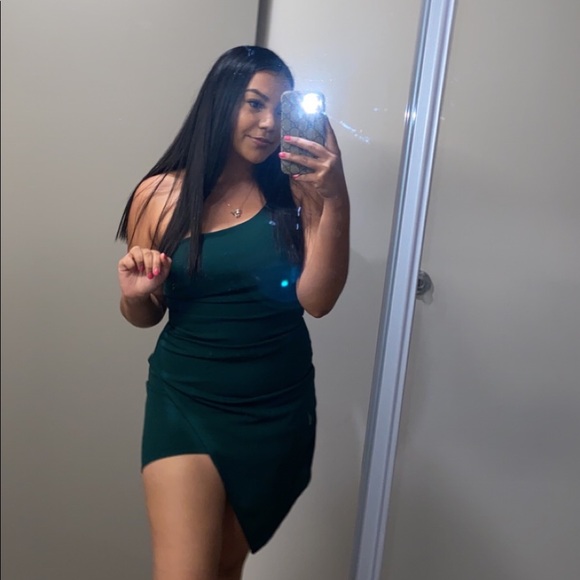Green one shoulder bodycon dress - Picture 4 of 4